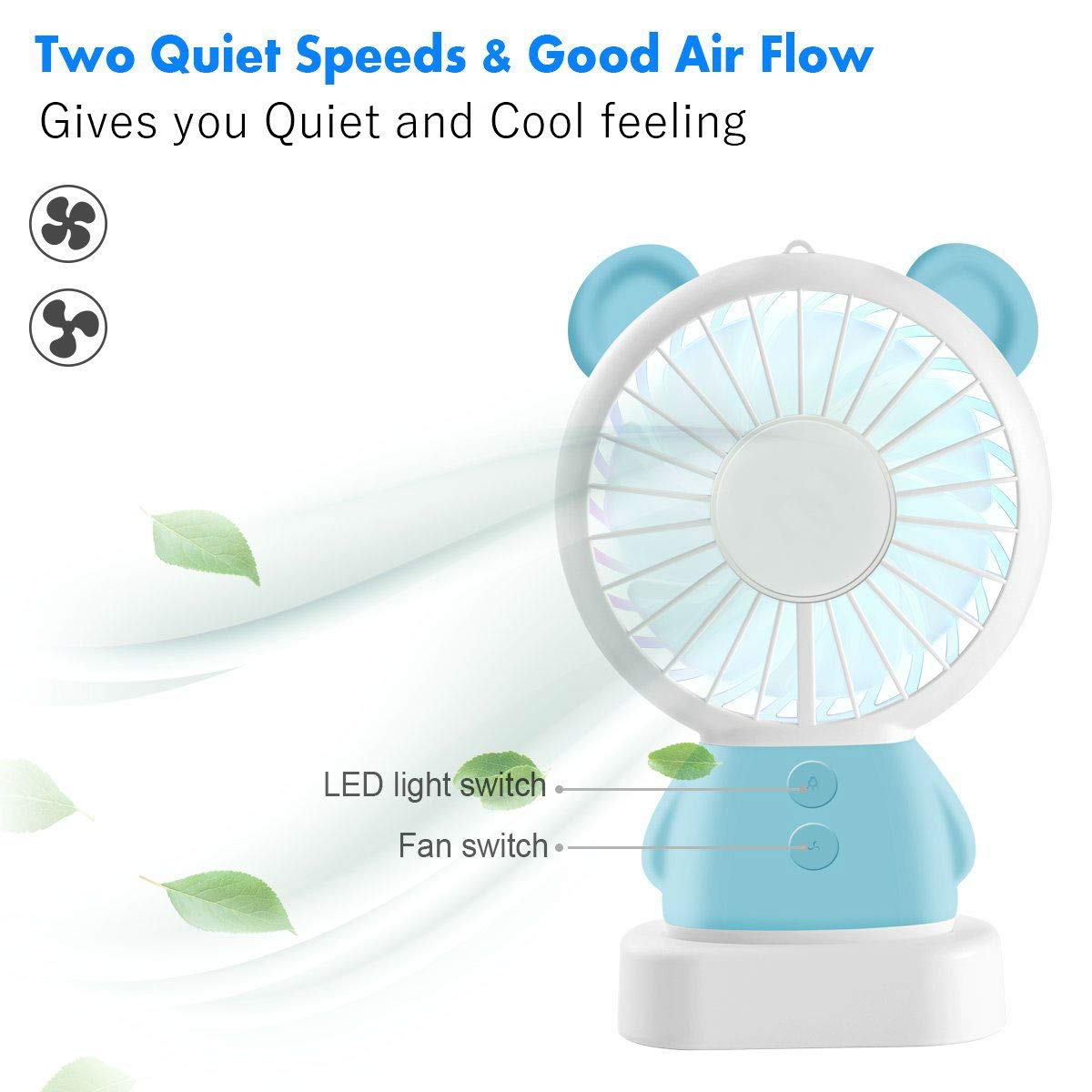 7633 Mini Portable Fan USB Rechargeable Handheld Rabbit Style Color Changing LED Light Pocket Desk Light Fan DeoDap 7633 Mini Portable Fan USB Rechargeable Handheld Rabbit Style Color Changing LED Light Pocket Desk Light Fan DeoDap
